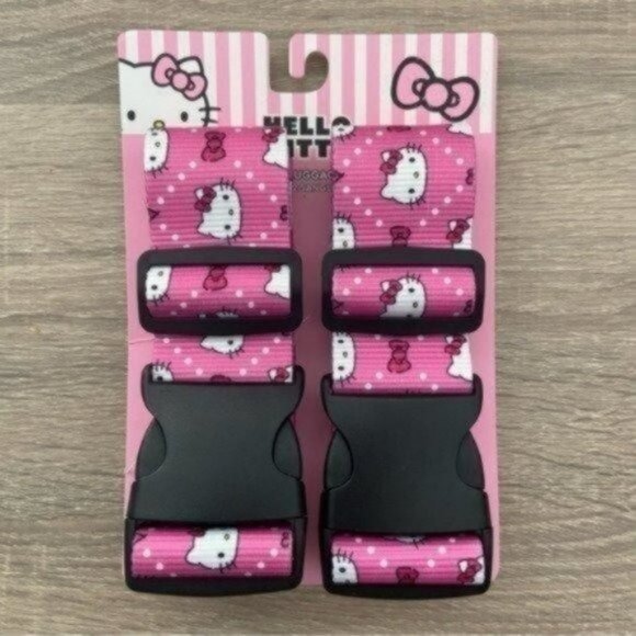 Hello Kitty Accessories - Hello Kitty Pink Hello Kitty Face Print Set of 2 Luggage Straps NEW